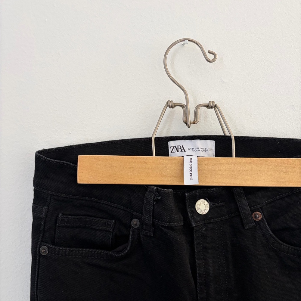 Zara Classic Black Denim Disco Pant - Picture 2 of 3